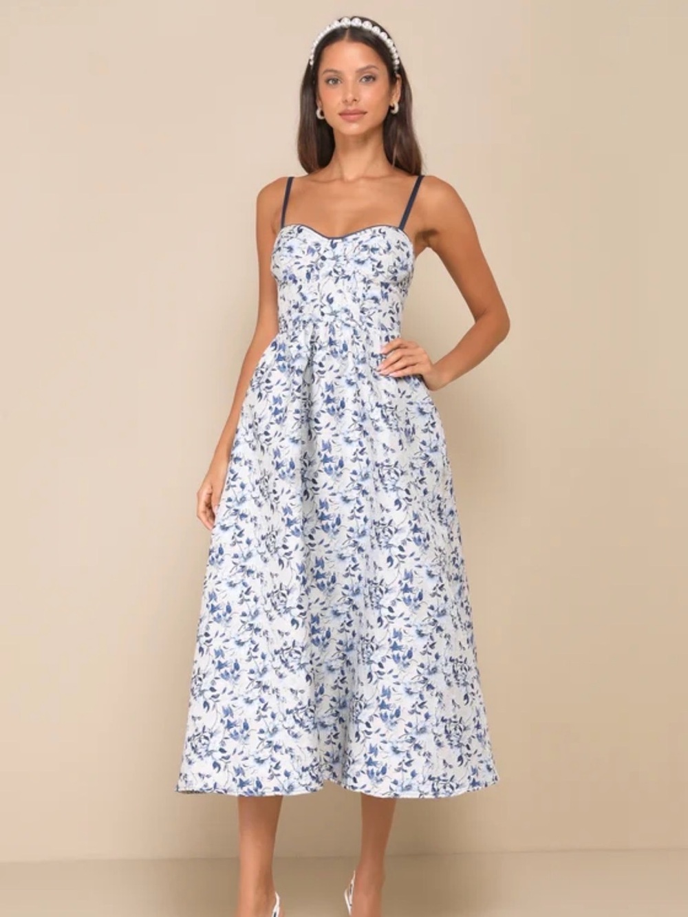Lulus Boundless Eloquence Light Grey Jacquard Lace-Up Midi Dress size small- NEW